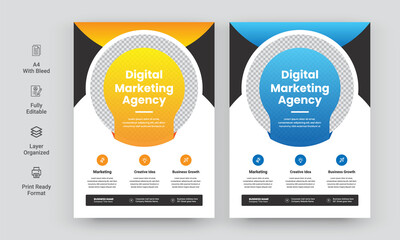 Wall Mural - Modern Colorful Business Flyer design template for poster, brochure, cover, leaflet. design layout with triangle graphic elements and space for Vector background.