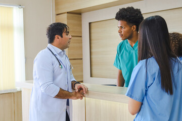 Wall Mural - Medical students talking Consult with the doctor in the hospital