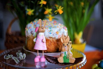 easter cake and easter decoration