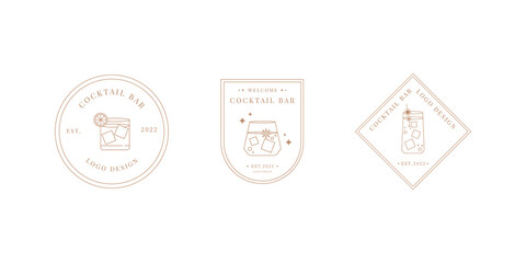 Wall Mural - cocktails logo template. cocktail bar logo. vector design linear template logos, icon, signs isolate