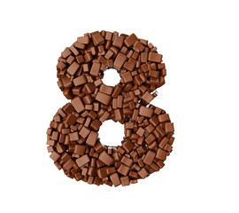 Poster - 3D rendering illustration of the number 8 made of chocolate bars on a white background