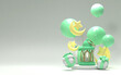 © Annas - ramadan kareem 3d isolated background with green cute lantern and balloon on podium