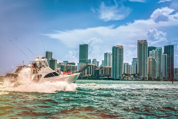 Wall Mural - boat life party views miami usa florida travel vacation beautiful day summer sea 