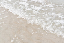 Sea Waves At The Beach. Minimalist Aesthetic. Calmness And Relax