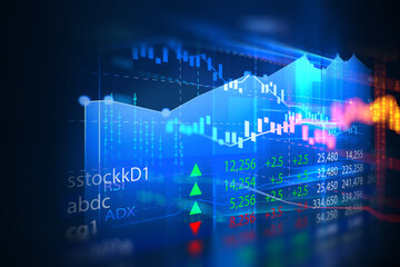 Wall Mural - stock market investment graph on financial numbers abstract background.3d illustration