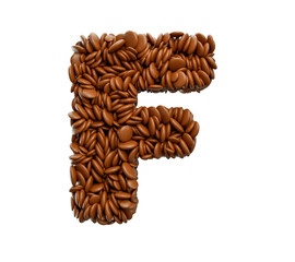 Poster - 3d rendering of an Alphabet letter F made with chocolate candies