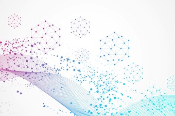 Fototapete - Hexagonal abstract background. Big Data Visualization. Global network connection