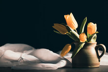 Still Life With Yellow Tulip Flower Bouquet