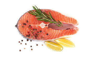 Poster - Salmon steak on white