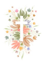Watercolor Easter Cross Clipart. Floral Crosses