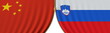 China and Slovenia political cooperation or conflict, flags and closing or opening zipper, conceptual 3D rendering