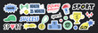 Big set with motivational spot stickers. Cute details for your design, phrases and quotes about training, motivation, self support and development. Perfect for social media, web, typographic design.