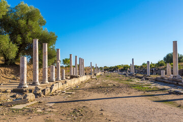 Fototapete - Ruins of ancient city in Side, Turkey