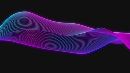 Poster - Abstract colorful wavy background in bright neon blue and purple colors. Modern colorful wallpaper. Seamless loop animation. 3d rendering.