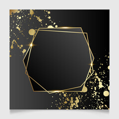 Canvas Print - Golden paint splatter shiny glowing blank frame