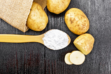 Poster - Starch potato in spoon on board top