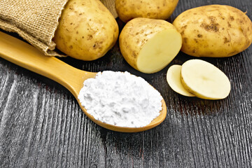 Poster - Starch potato in spoon on board