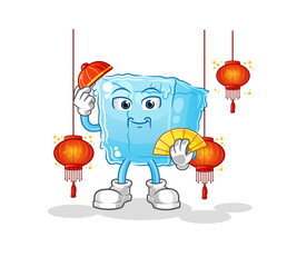 Canvas Print - ice cube Chinese with lanterns illustration. character vector