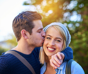 Poster - The cutest couple on campus. Cropped shot of an affectionate young couple outside on campus.