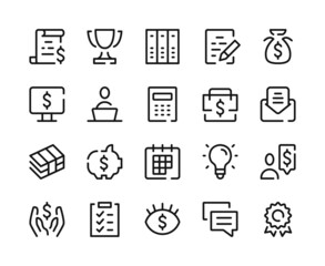 Poster - Business icons. Vector line icons set. Office work, corporate governance, business management concepts. Outline symbols, linear graphic elements. Modern design