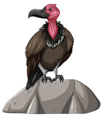 Sticker - Vulture standing on stone on white background