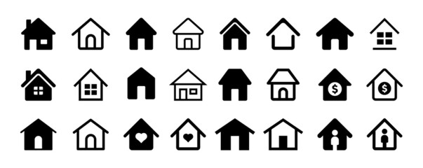 Wall Mural - House icon collection in graphic design. Simple home symbol vector illustration.