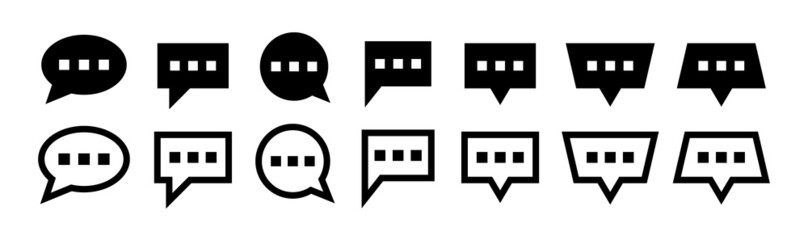 Poster - Chat message icon collection in black design isolated on white background.