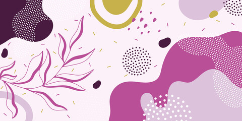 Cute doodle pattern background with abstract shapes.