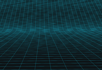 Wall Mural - Vector perspective grid. Abstract wireframe landscape. 3d vector illustration. Abstract wireframe landscape. Retro futuristic vector grid. Technology neon background.