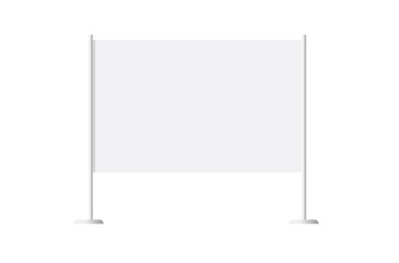  Stand board banner mockup horizontal vector, white signage panel, empty blank billboard poster illustration isolated, advertising signboard mock up