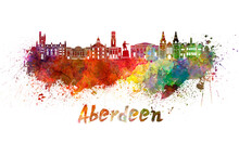 Aberdeen Skyline In Watercolor