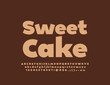 Vector stylish banner Sweet Cake. Modern Alphabet Letters, Numbers and Symbols set. Trendy minimalistic Font