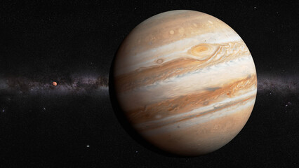 Wall Mural - realistic 3d illustration of Jupiter and Mars planet size comparison. 8k resolution space renderings