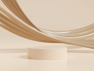 Aufkleber - 3d illustration of pedestal podium with brown foundation cream, showcase of beauty and cosmetics product.