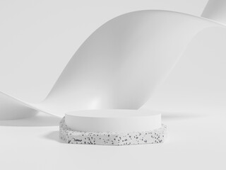 Aufkleber - 3d illustration of pedestal podium with brown foundation cream, showcase of beauty and cosmetics product.