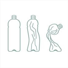 Plastic Water Bottle Waste Set Of Different Bottle Garbage Transparent Plastic Flat Vector Illustration Isolated On White Background