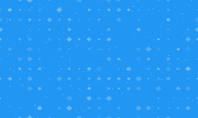 Poster - Seamless background pattern of evenly spaced white vision symbols of different sizes and opacity. Vector illustration on blue background with stars