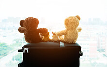 Teddy Bears Family Waiting On A Suitcase
