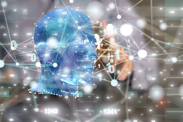 Aufkleber - Digital cyberspace with particles and Digital data network connections concept.