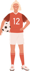 Wall Mural - Young Female Football or Soccer Player Holding Ball Illustration