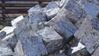 Compressed car cubes scrap steel waste junkyard