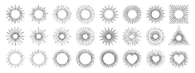 Wall Mural - sunburst, explosion effects, vintage doodle isolated on white background