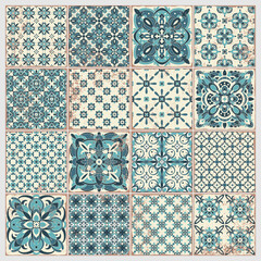  Traditional ornate portuguese tiles azulejos. Vintage pattern for textile design. Geometric mosaic, majolica. Seamless geometric pattern. Vector decorative background. Vintage floral pattern.