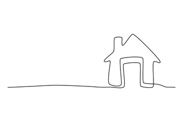 Wall Mural - Continuous Thin Line Home Icon