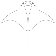 manta ray or stingray illustration drawn by one line. minimalist style vector illustration