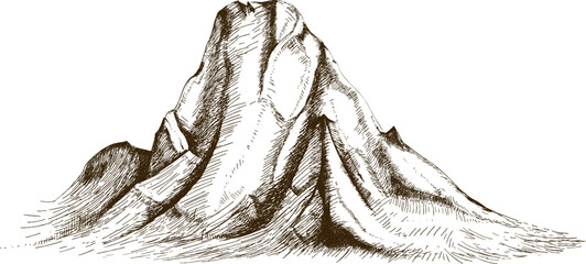 Wall Mural - mountain top or summit hand drawn illustration