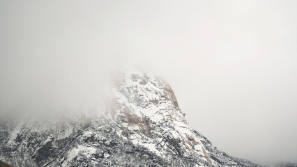 Wall Mural - The snow, fog, and winter mountains on March 19th.