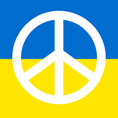 Wall Mural - Vector flat peace sign on Ukrainian flag