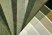 Closeup Of Upholstery Fabric Palette Choice For Interior