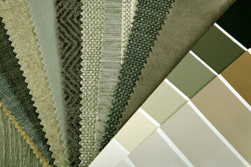 closeup of upholstery fabric palette choice for interior